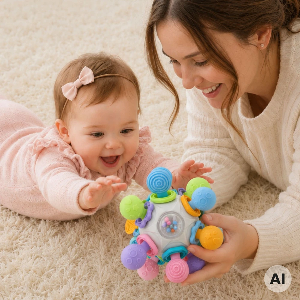 WOOPIE BABY Sensory Toy Teether Ball 3in1 Ball 6m+