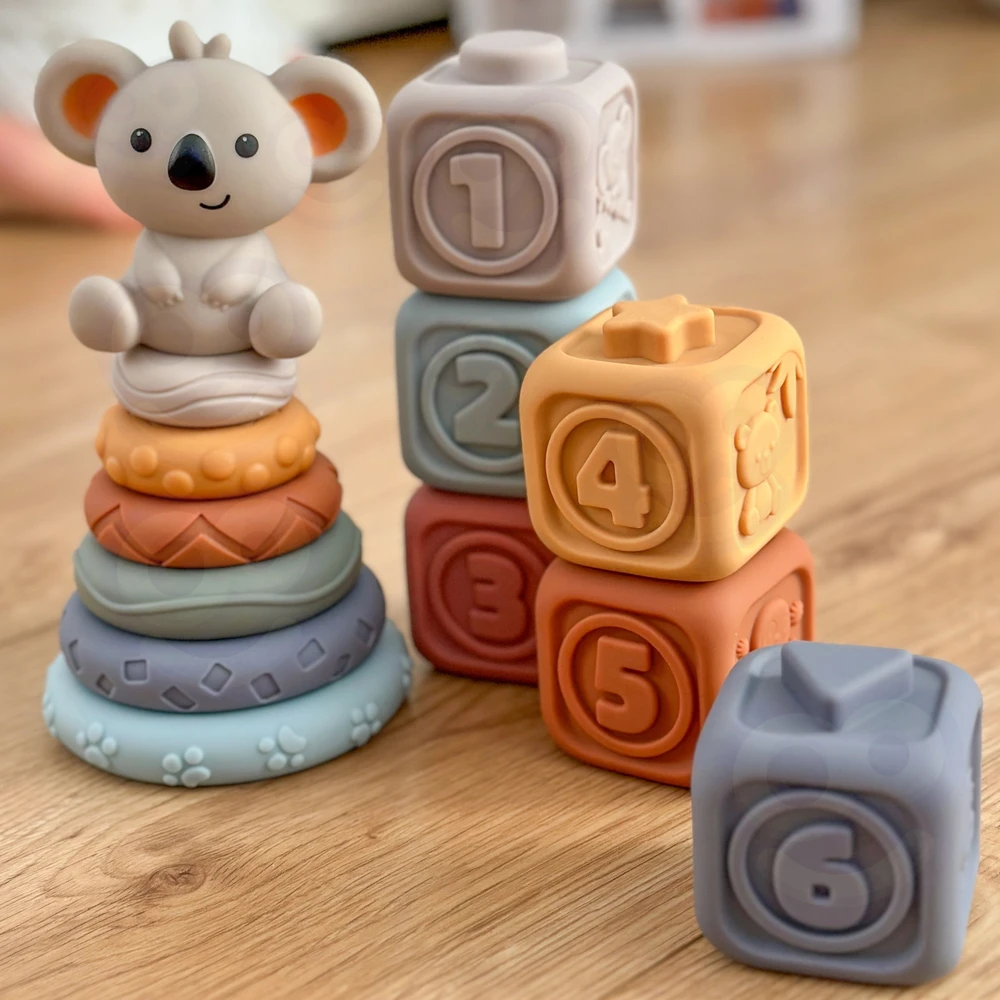Woopie Baby Minkšti sensoriniai 3in1 edukaciniai blokeliai