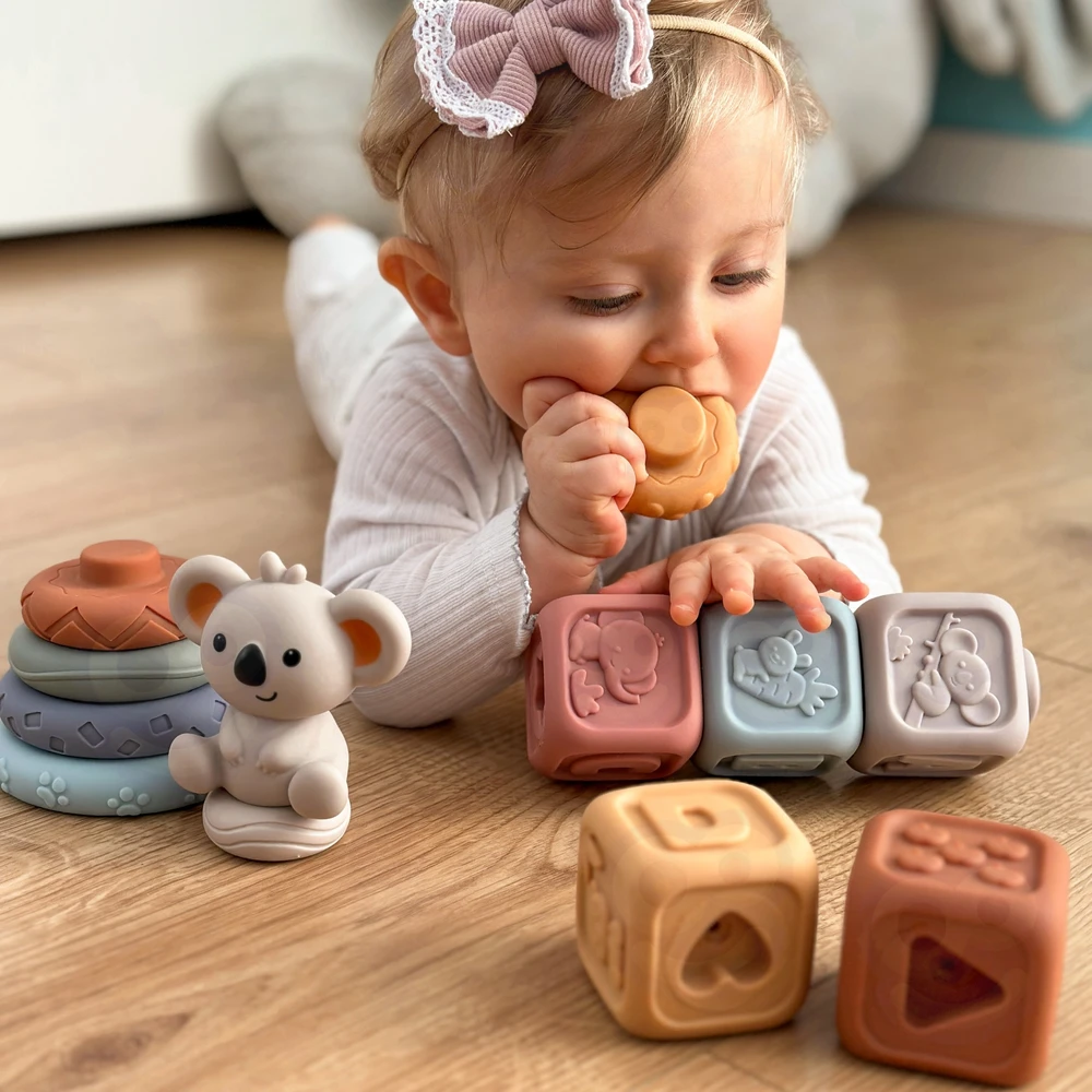 Woopie Baby Minkšti sensoriniai 3in1 edukaciniai blokeliai