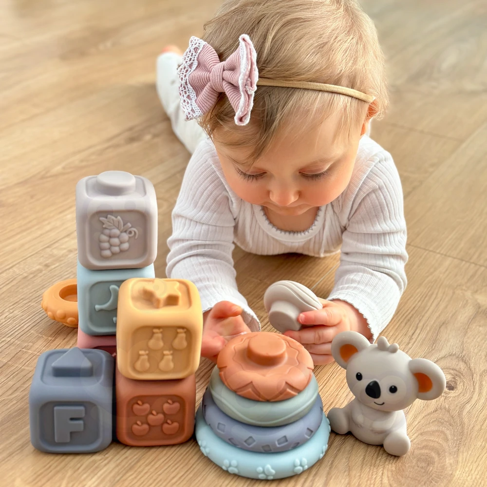 Woopie Baby Minkšti sensoriniai 3in1 edukaciniai blokeliai