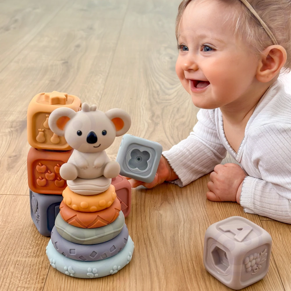 Woopie Baby Minkšti sensoriniai 3in1 edukaciniai blokeliai