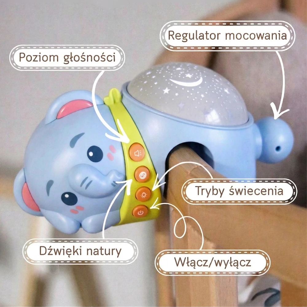 Žvaigždžių Projektorius Drambliukas WOOPIE BABY