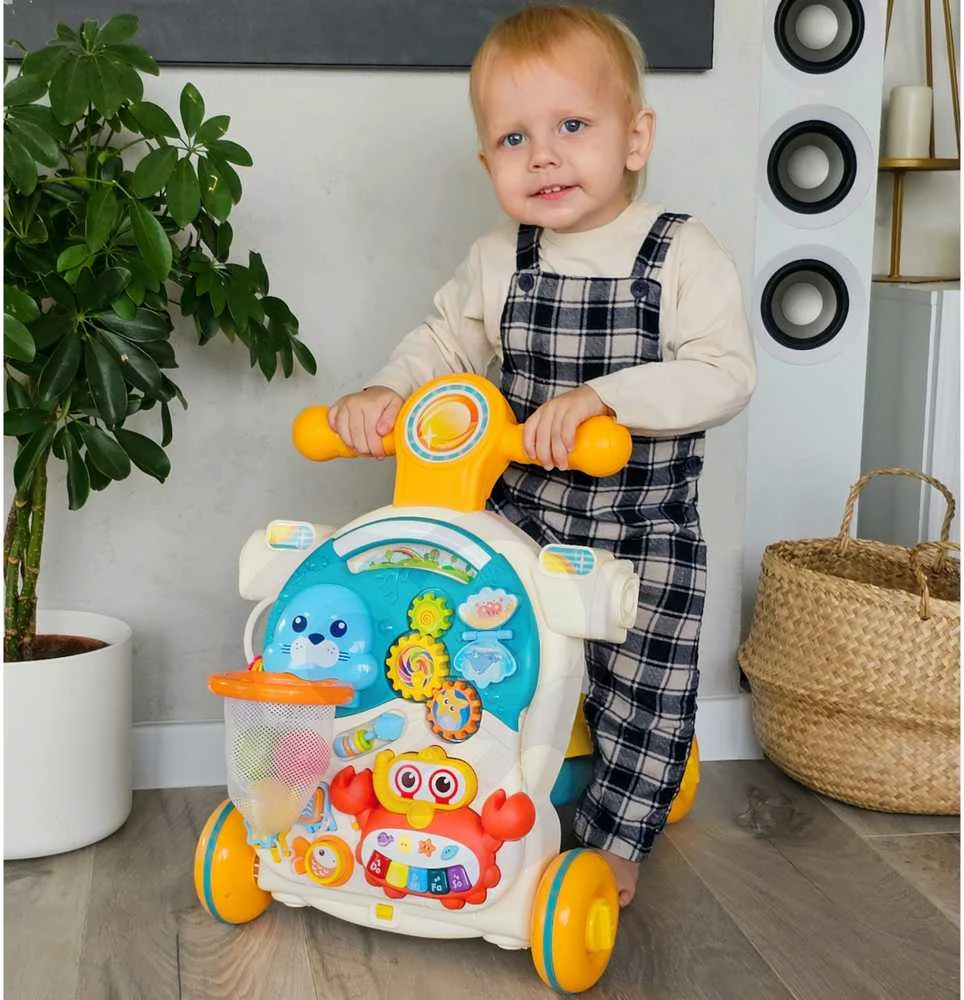Woopie Vaikiškas vežimėlis Edukacinis stalas Paspirtukas Rider 4in1