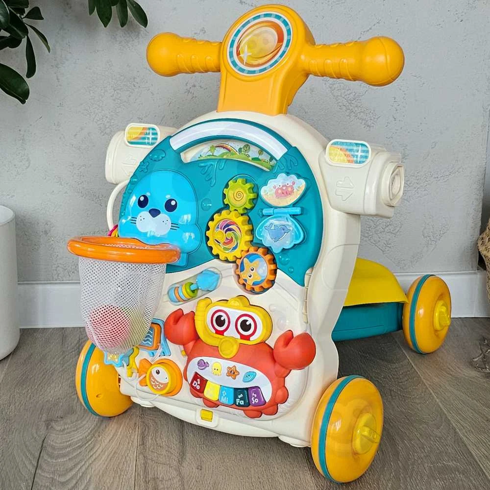 Woopie Vaikiškas vežimėlis Edukacinis stalas Paspirtukas Rider 4in1