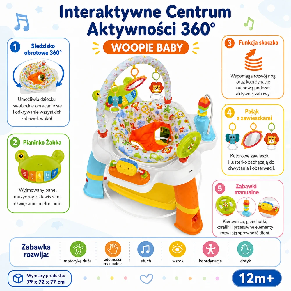 WOOPIE BABY interaktyvus veiklos centras su pasukama sėdyne 12 mėn.+