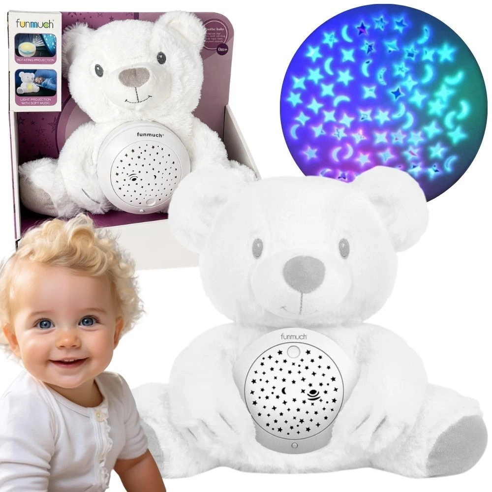 Miego draugas meškinas su projektoriumi ir lopšinėmis WOOPIE BABY 12547