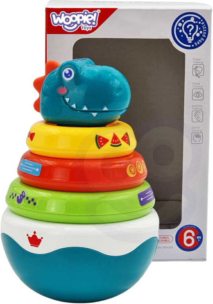Woopie Baby WOOPIE Žaislas Sensoryczny Dino Piramidė Kūdikiams