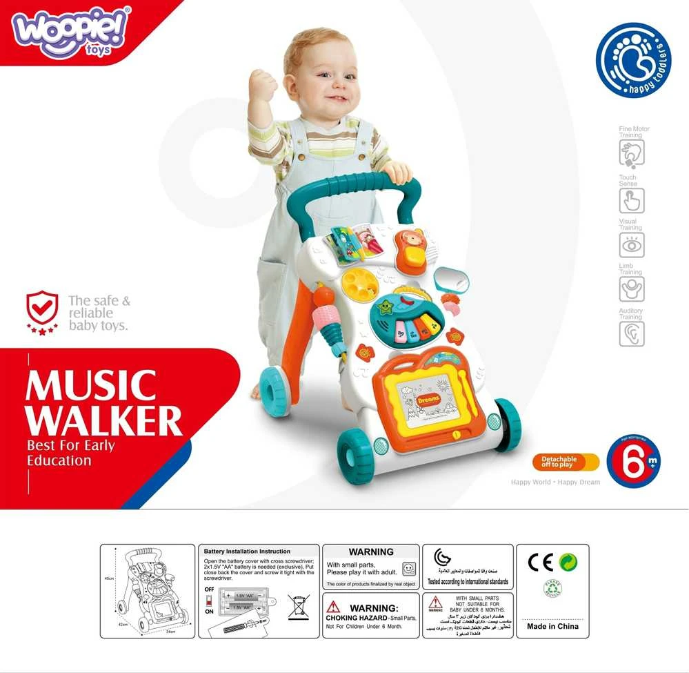 Woopie Baby WOOPIE Vaikiškas muzikos vaikštynė su piešimo lenta