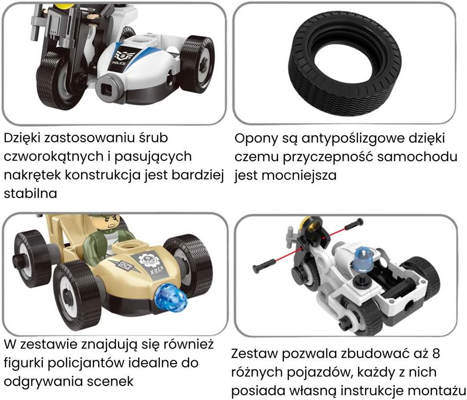 Konstruktoriaus rinkinys Sukurk policijos transportą WOOPIE