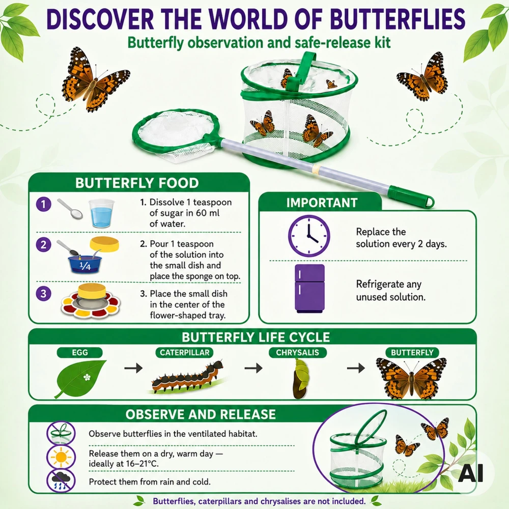 Woopie Butterfly Breeding Kit STEM Kit Mesh Accessories