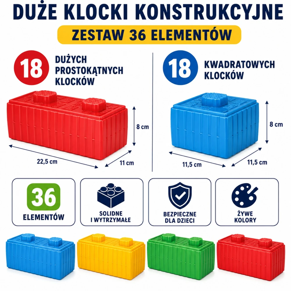 WOOPIE Statybiniai Konstruktoriai XXL su Automobiliu 43 vnt.