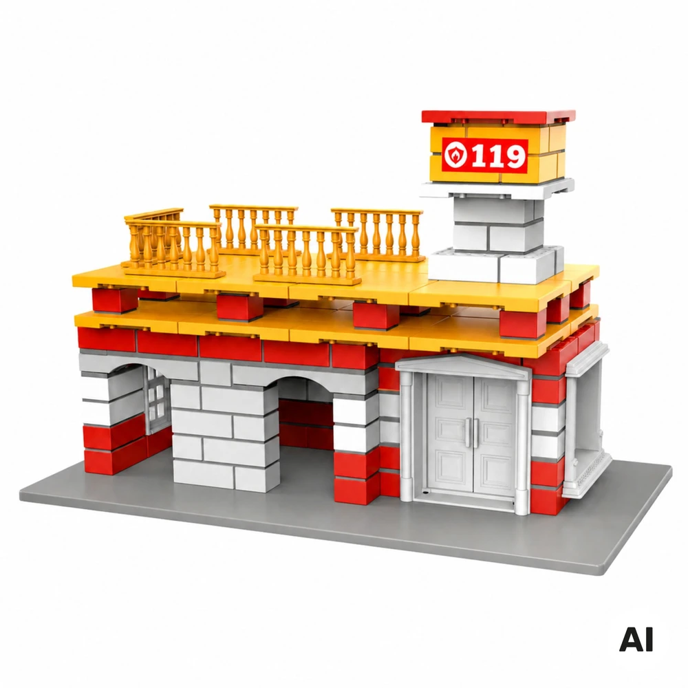 WOOPIE DIY Construction Set Fire Station Truck 140 Pieces for Kids