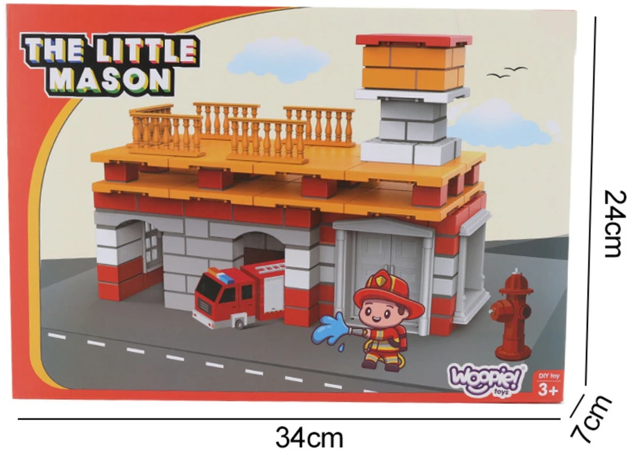 WOOPIE DIY Construction Set Fire Station Truck 140 Pieces for Kids