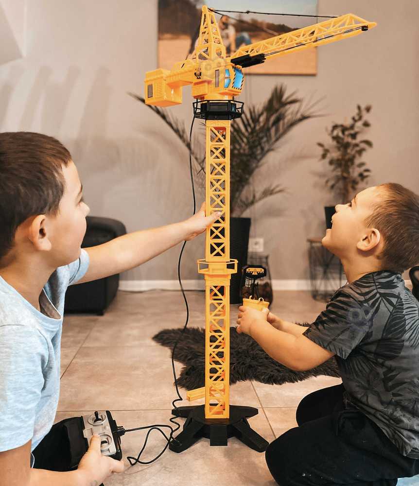 WOOPIE Nuotolinio valdymo kranas 103 cm Nuotolinio valdymo sunkvežimis-ekskavatorius + 4 priedai.