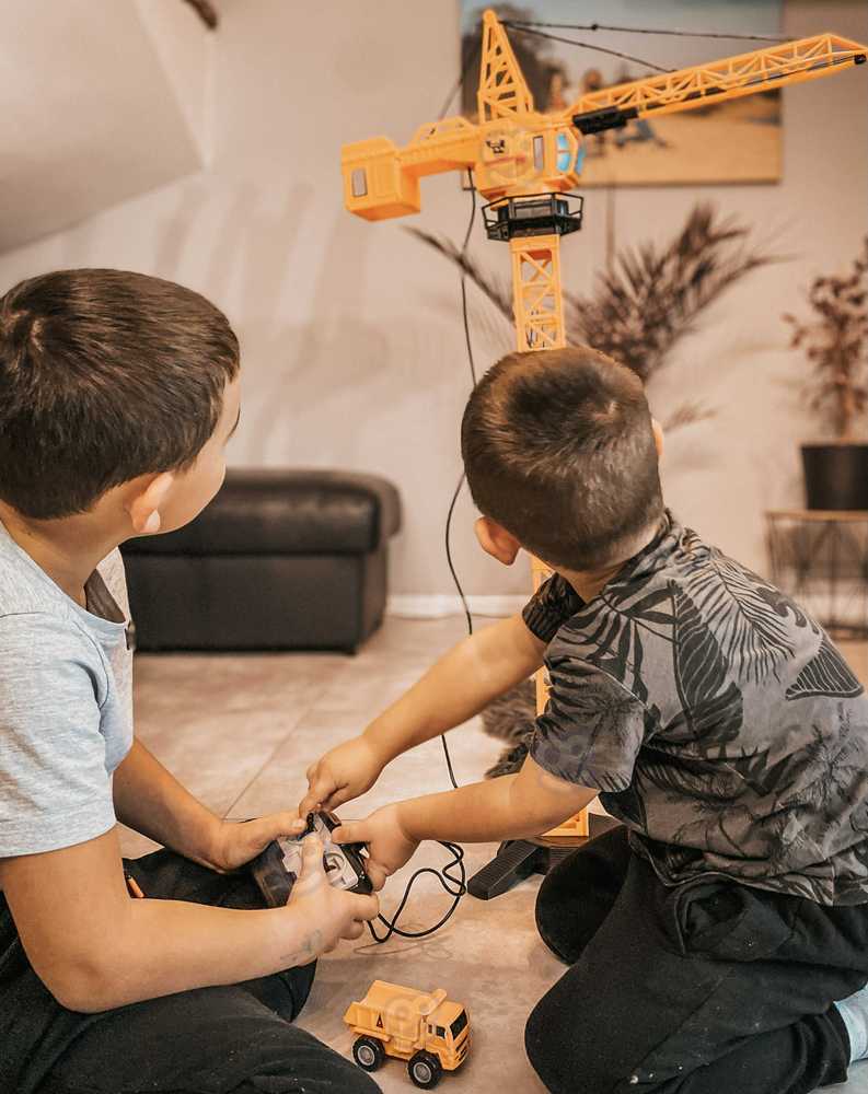 WOOPIE Nuotolinio valdymo kranas 103 cm Nuotolinio valdymo sunkvežimis-ekskavatorius + 4 priedai.