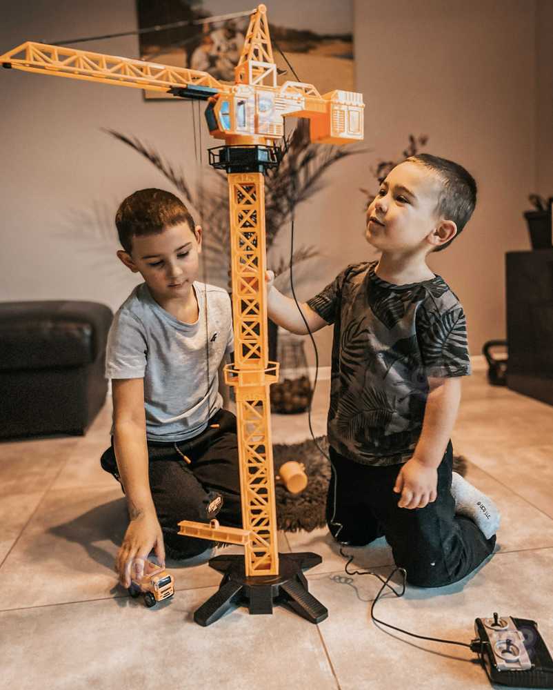 WOOPIE Nuotolinio valdymo kranas 103 cm Nuotolinio valdymo sunkvežimis-ekskavatorius + 4 priedai.
