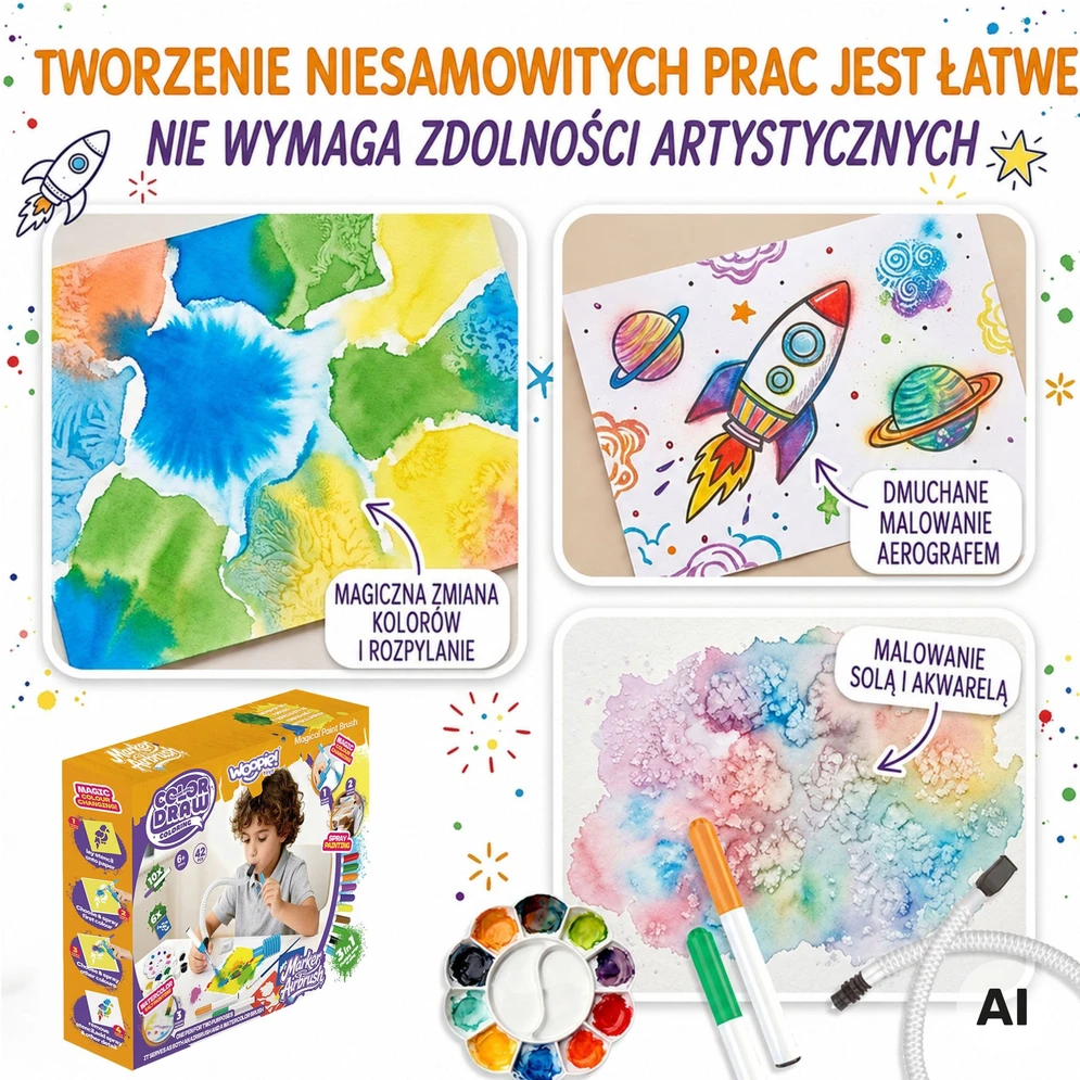WOOPIE kūrybinis dažymo ir rankdarbių rinkinys 3 in 1 42 vnt.