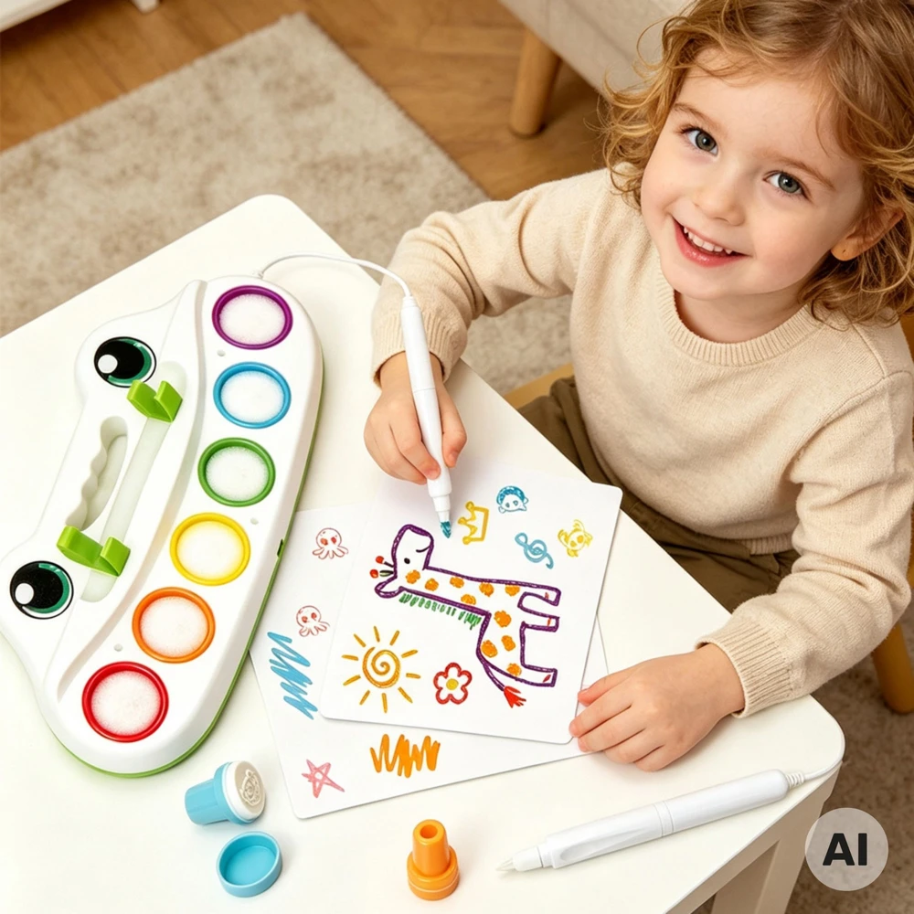 WOOPIE Creative Painting Set for Kids LED Stamps 6 Colors