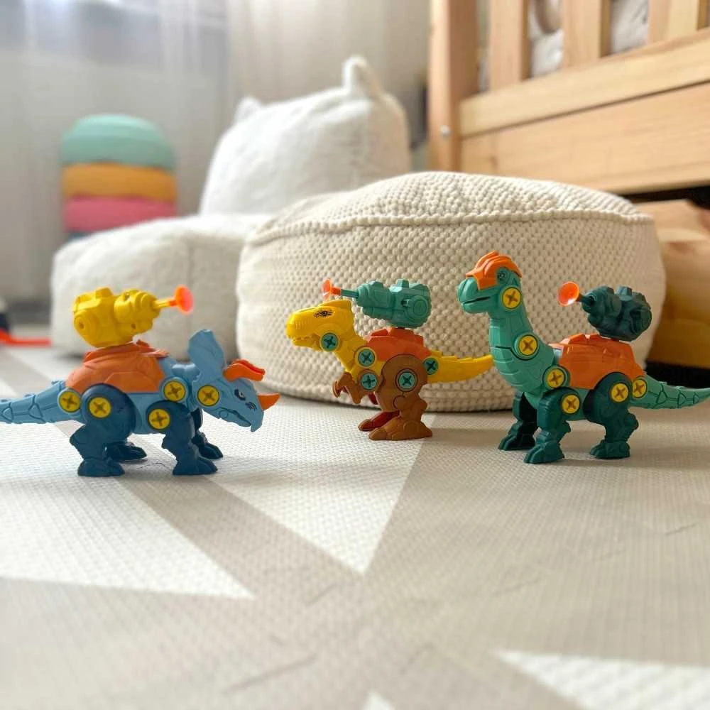 WOOPIE Dinozaurų Konstrukcinis Rinkinys 3 vnt. su Vitu ir Atsuktuvu