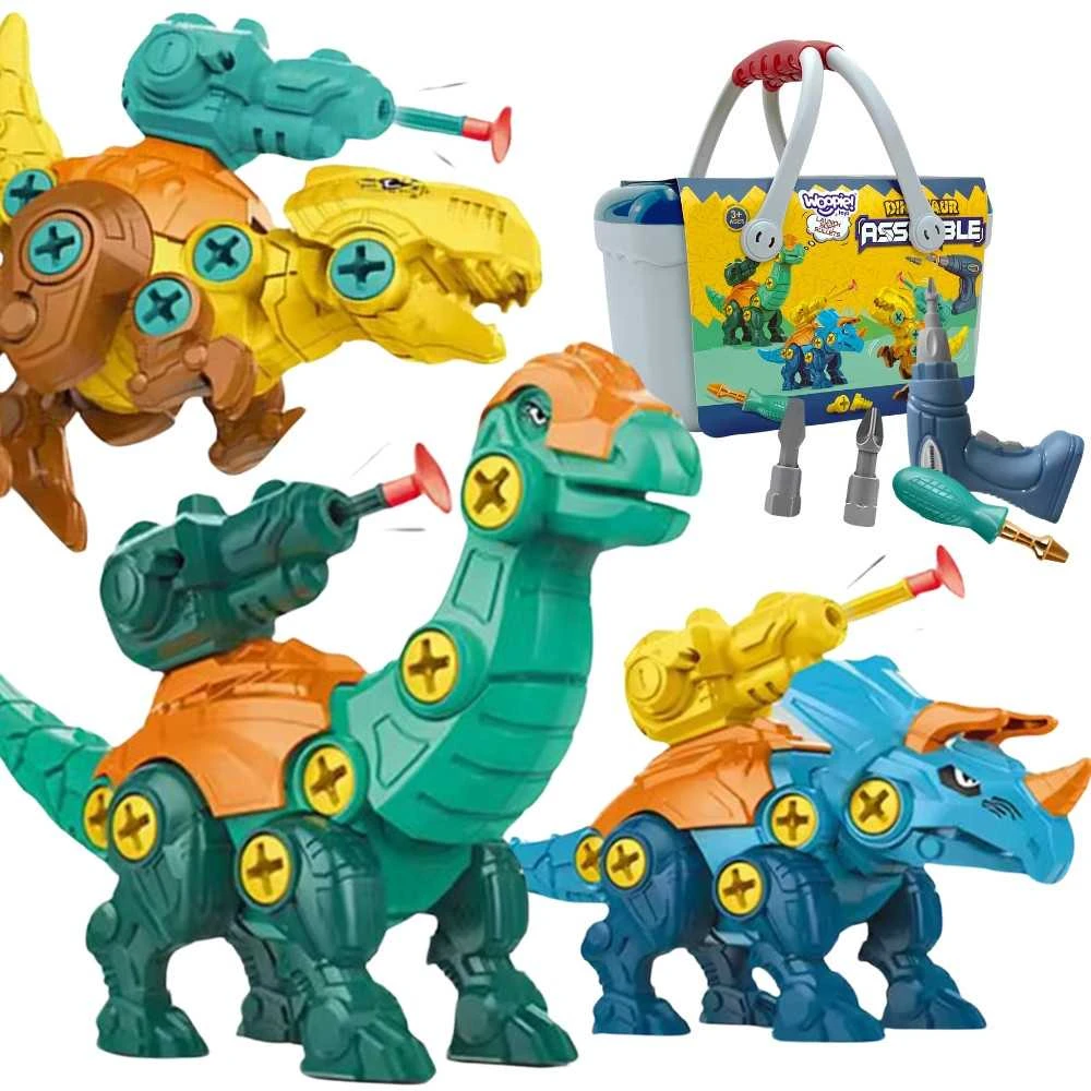 WOOPIE Dinozaurų Konstrukcinis Rinkinys 3 vnt. su Vitu ir Atsuktuvu