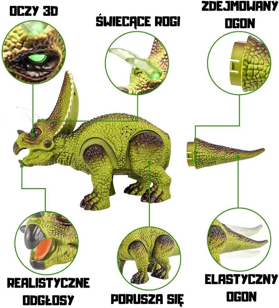 Woopie RC Robotas - Dinozauras Triceratops su švytinčiomis akimis