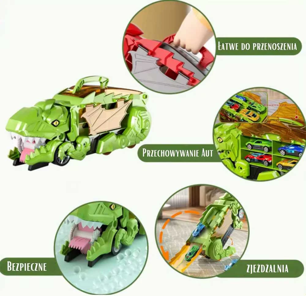 Woopie Žaislinis rinkinys: Dinosaūras ir automobilių trasa