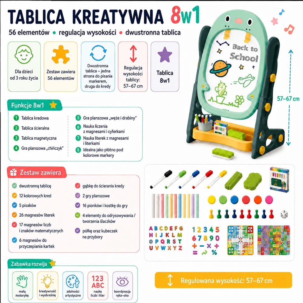 WOOPIE Magnetinė Piešimo Lenta Pingvinas 57 vnt.