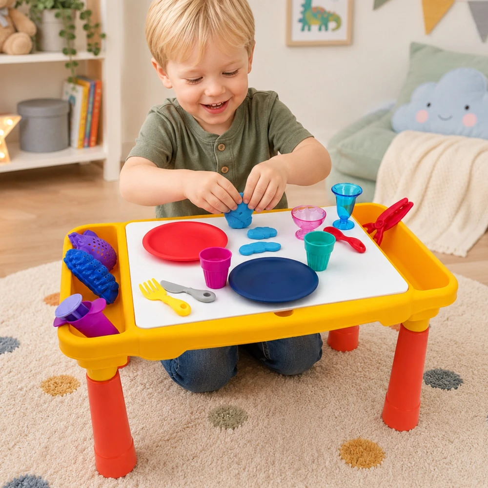 WOOPIE tešlos stalo rinkinys su daiktadėže 40 vnt.