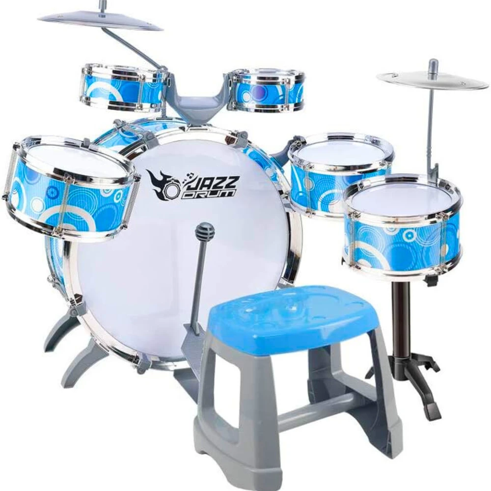 Woopie Vaikų Muzikinis Instrumentas 6 Būgnai 2 Činčiai + Taburetė