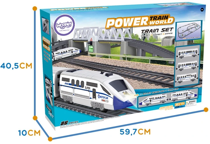 Woopie Elektrinė traukinys 914 cm su tiltu ir tuneliu