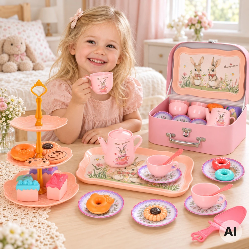 WOOPIE Elegant Tea and Coffee Set with Rabbit Motif 48 pcs.