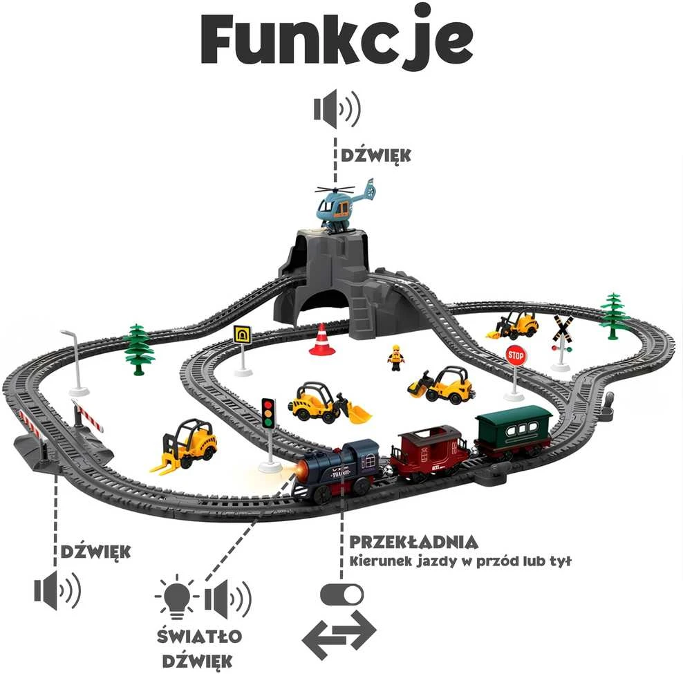 Elektrinis retro traukinio rinkinys WOOPIE 76 vnt