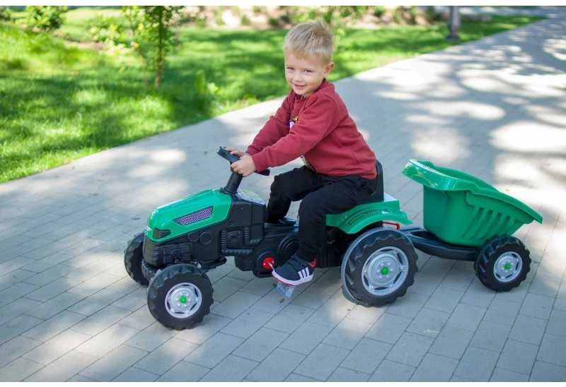 „Woopie“ traktorius, skirtas ūkininkui gotrac maxi pedalai su ramiais ratais priekabomis