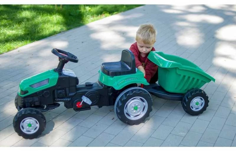 „Woopie“ traktorius, skirtas ūkininkui gotrac maxi pedalai su ramiais ratais priekabomis