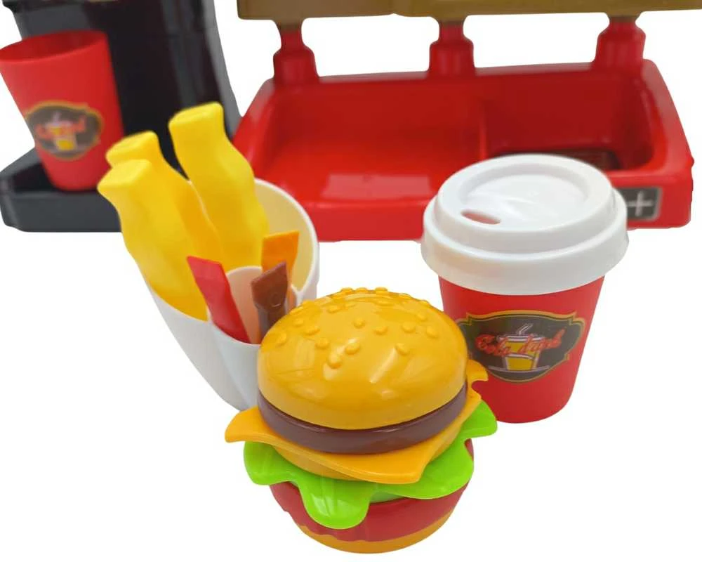 Woopie Žaislinė Mini greito maisto parduotuvė - restoranas su kasos ir kavos aparatais