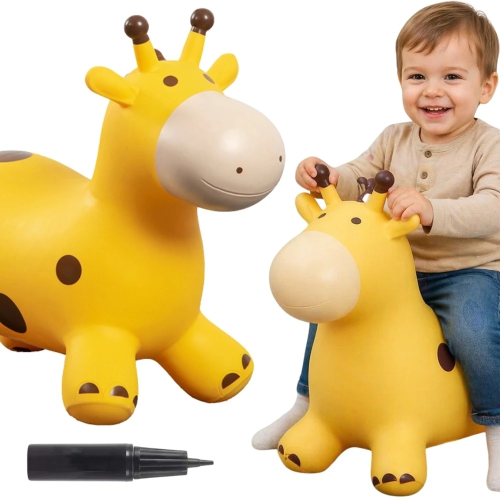 Woopie Šokinėjantis Girafo Guminis Žaislas Geltonas + Pompą