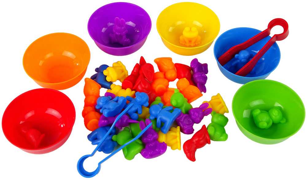 WOOPIE Montessori edukacinis žaidimas spalvų rūšiavimas gyvūnai 36 vnt.
