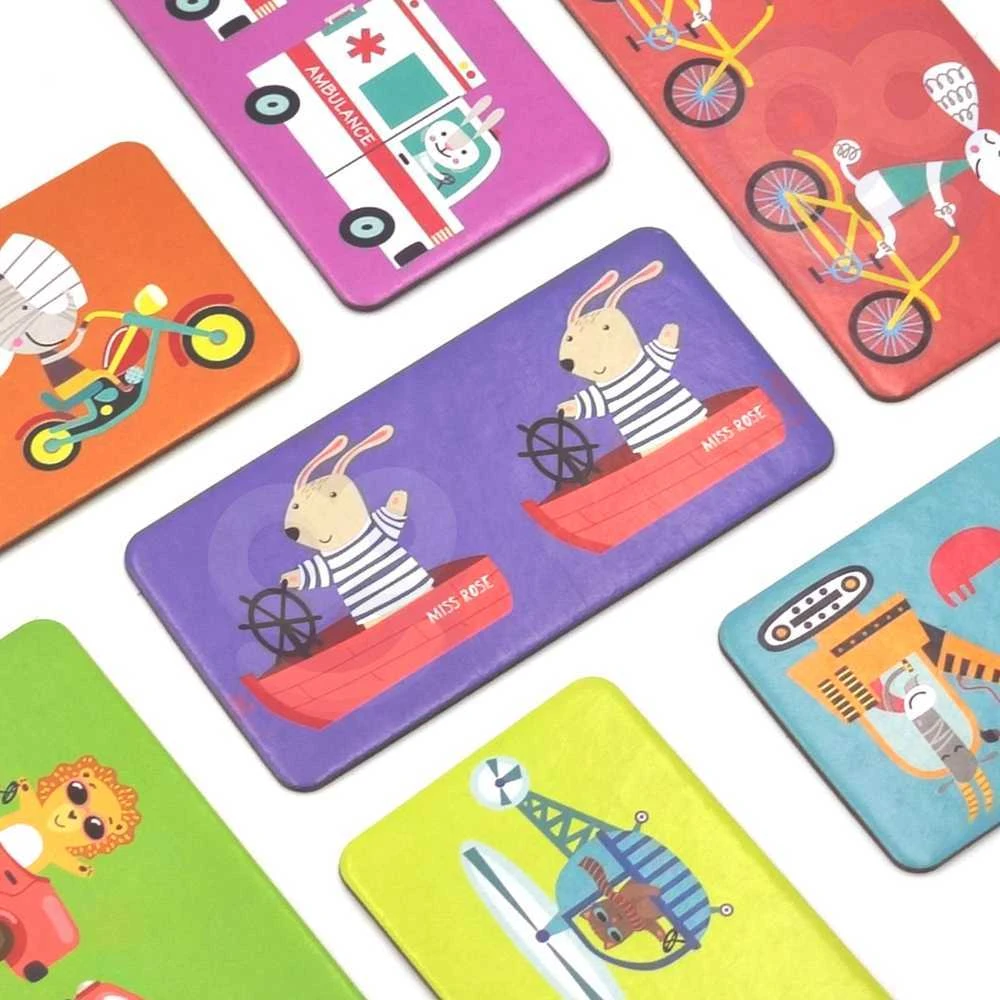 Woopie edukacinis žaidimas Gyvūnų transportas domino ir Montessori kortelių dėlionė