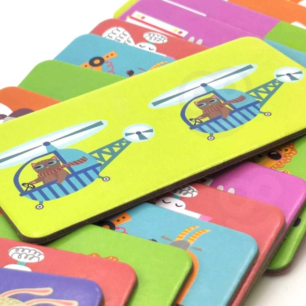 Woopie edukacinis žaidimas Gyvūnų transportas domino ir Montessori kortelių dėlionė