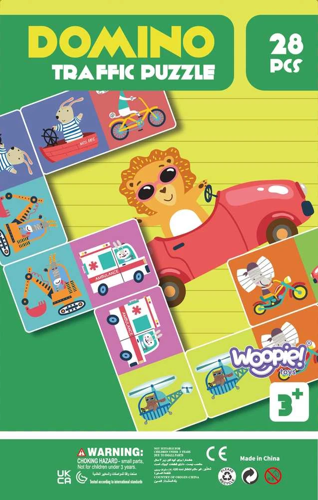 Woopie edukacinis žaidimas Gyvūnų transportas domino ir Montessori kortelių dėlionė
