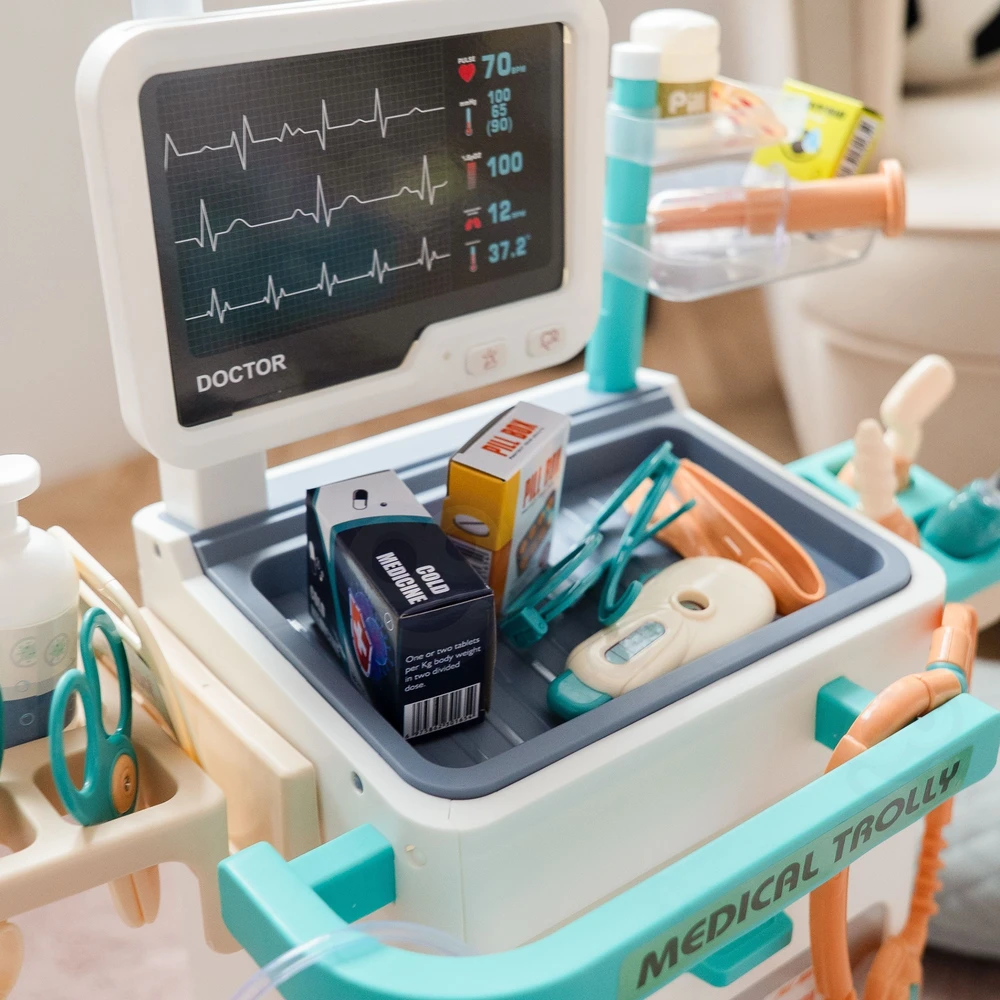 WOOPIE gydytojo vežimėlio rinkinys Little Doctor su EKG