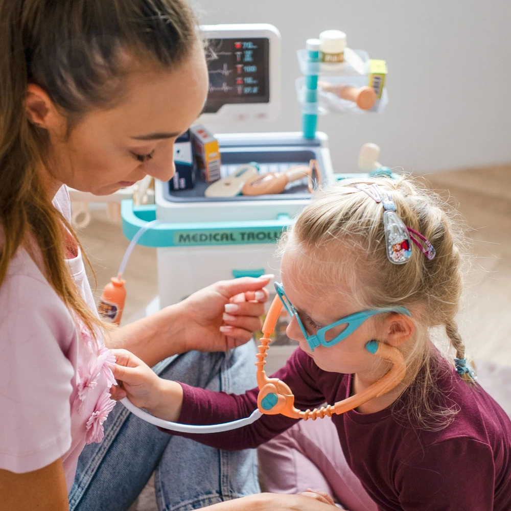 WOOPIE gydytojo vežimėlio rinkinys Little Doctor su EKG