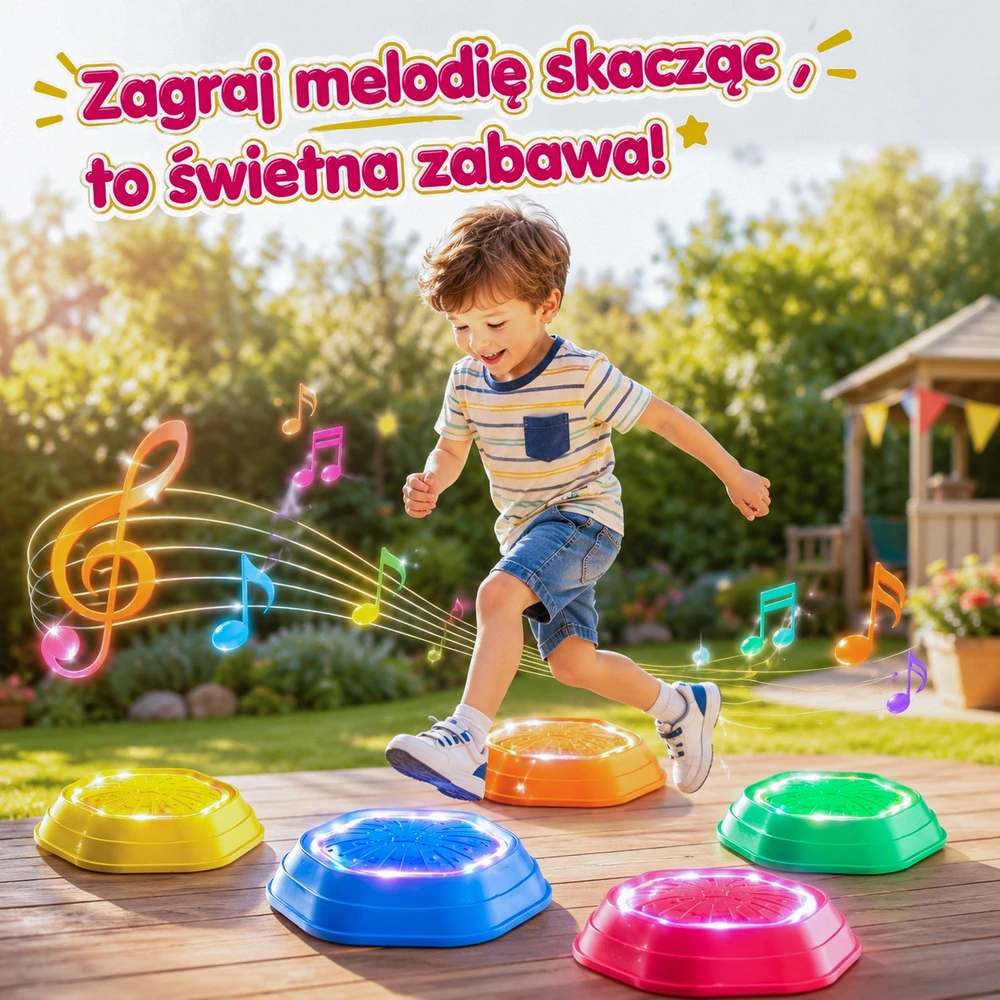 WOOPIE interaktyvūs pusiausvyros akmenys su garsu ir šviesa 5 vnt.