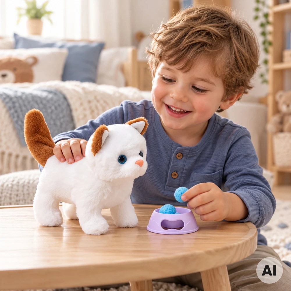 WOOPIE Interactive Baltas and Brown Kitten with Crown and Accessories