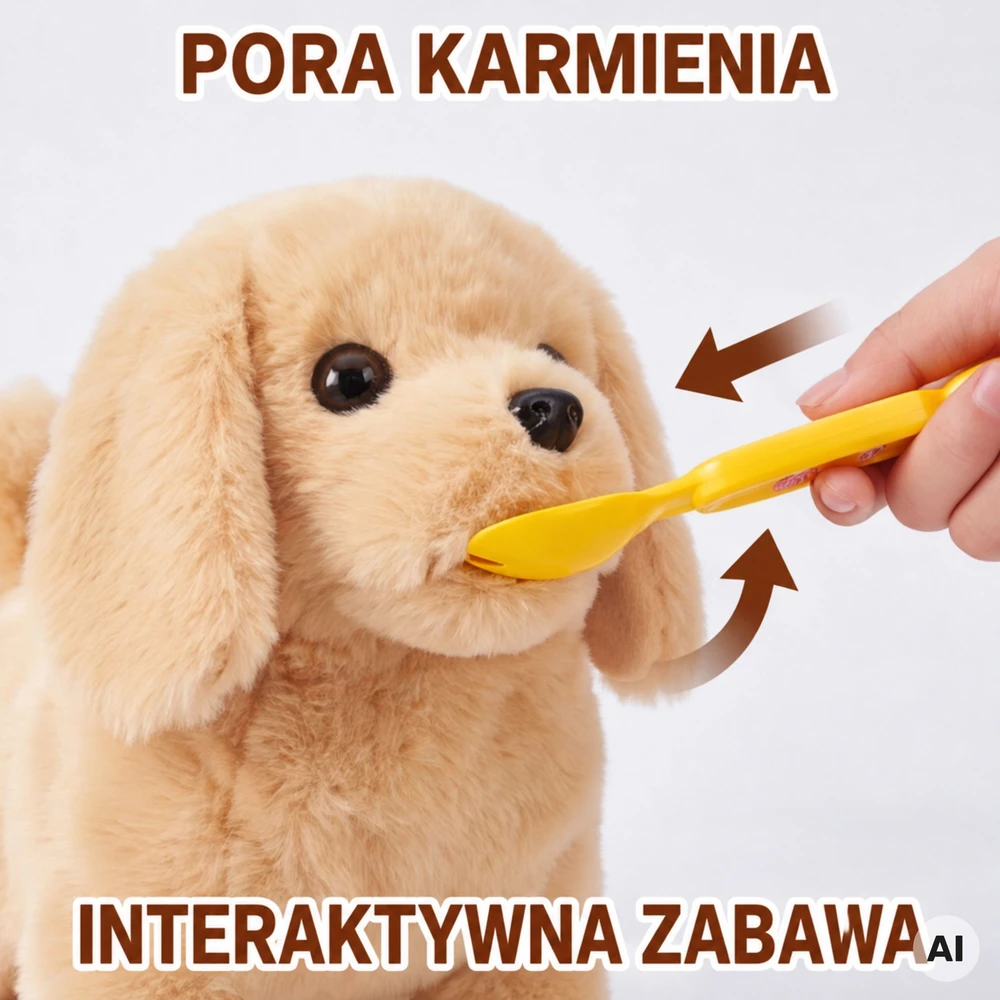 WOOPIE Interactive Brown Dog on a Leash with Accessories