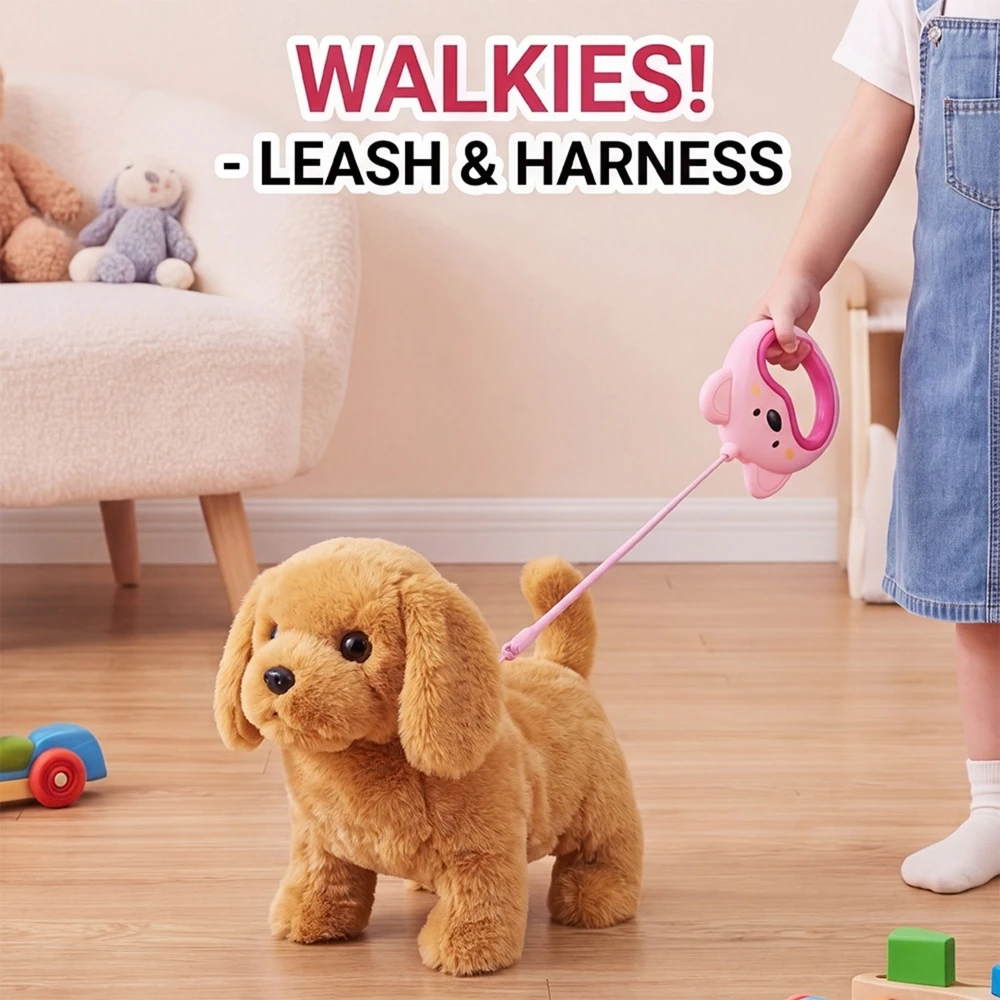 WOOPIE Interactive Brown Dog on a Leash with Accessories