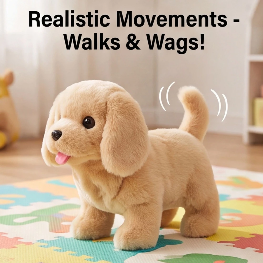 WOOPIE Interactive Brown Dog on a Leash with Accessories
