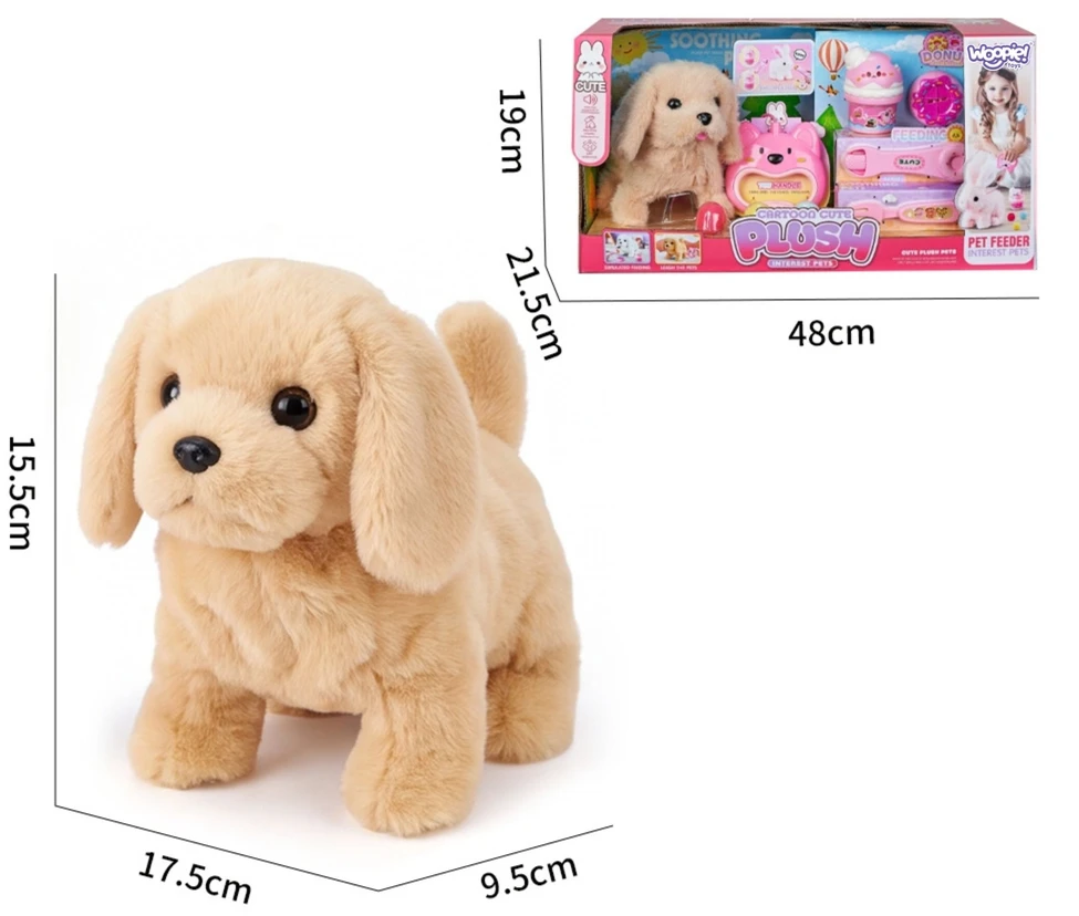 WOOPIE Interactive Brown Dog on a Leash with Accessories