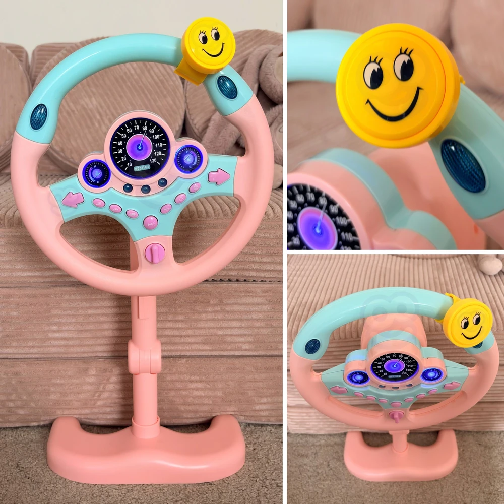 WOOPIE interaktyvus automobilio vairas su švieselėmis rožinis