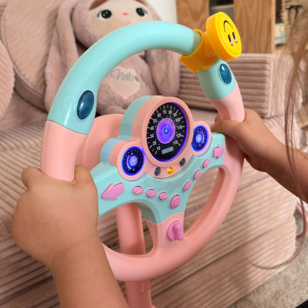 WOOPIE interaktyvus automobilio vairas su švieselėmis rožinis